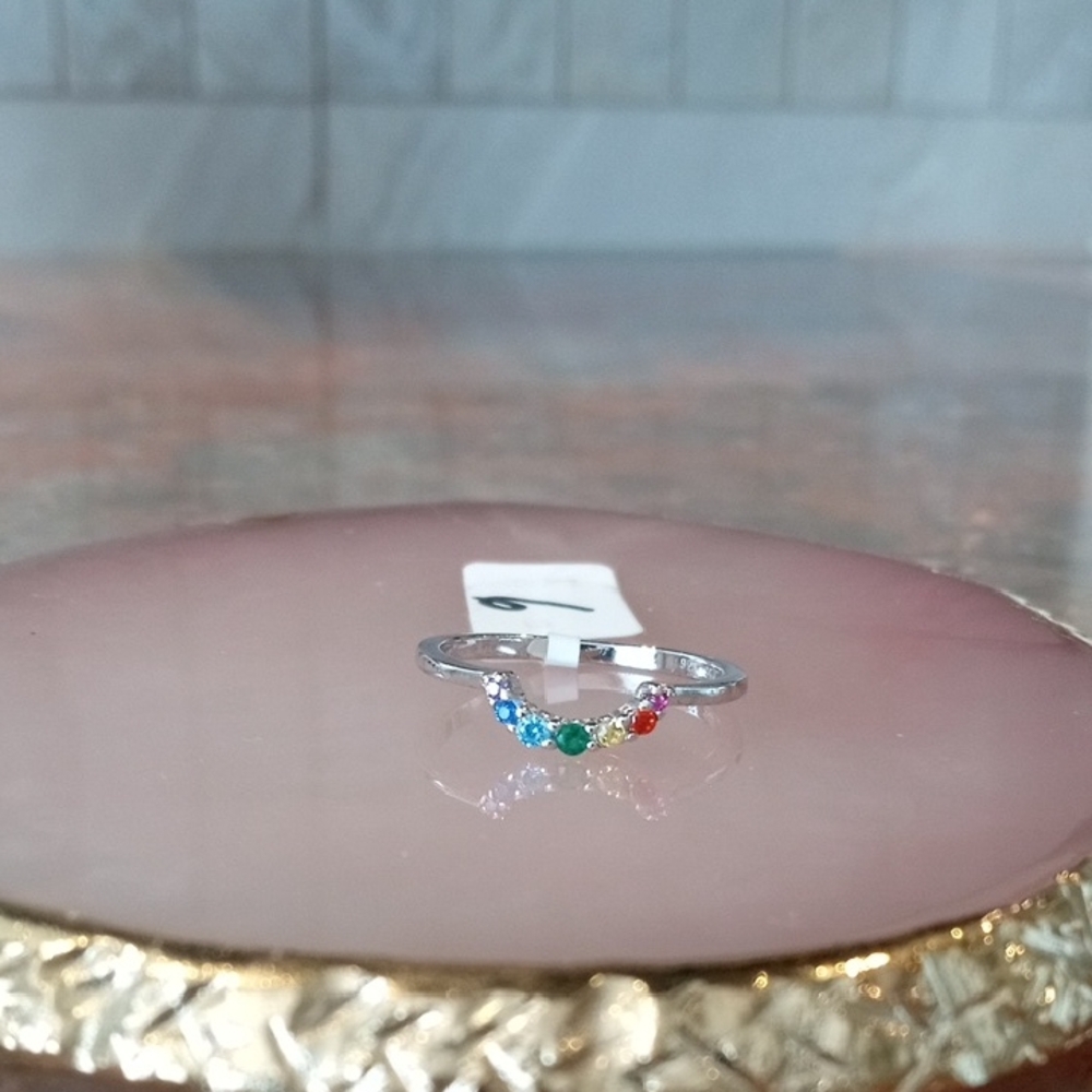 Silver Rainbow Gemstone Ring